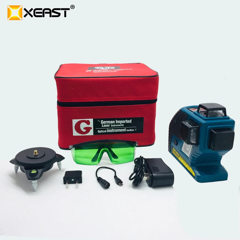 

XEAST 3D XE-90G 12Lines Green Laser Levels Self-Leveling 360 Horizontal And Vertical Cross Super Powerful Green Laser Beam Line