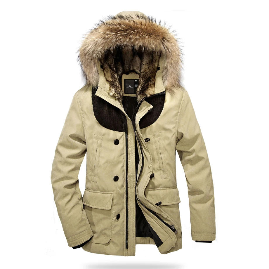 Clearance Cheap 100 Cotton High Quality Men Clothes Winter English Long Fur Cotton Padded Jacket