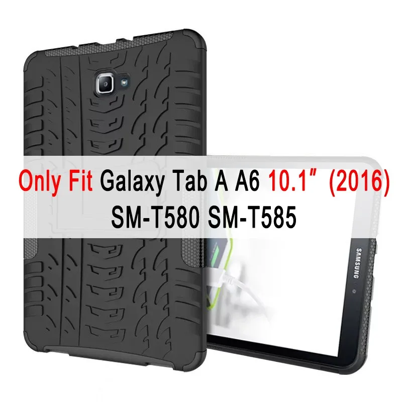 Чехол для Samsung Galaxy Tab A A6 10,1 SM-T580 SM-T585 T580 T585 T580N T585N SM-T510 SM-T515 T510 T515+ Защитная пленка на экран+ подставка для ручек - Цвет: SM-T580 black