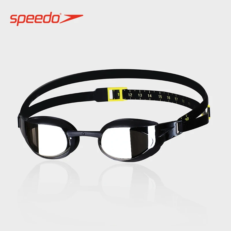 Speedo Fastskin элитные очки зеркальные качественные противотуманные плавательные очки для женщин или мужчин водонепроницаемые - Цвет: Черный