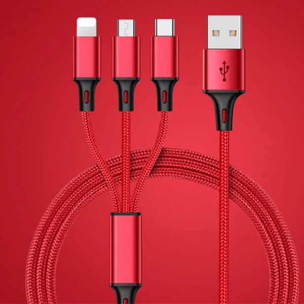 ACCEZZ 3 в 1 USB кабель для iPhone XR X XS MAX Android телефон для huawei Xiaomi samsung S9 Micro usb type C кабели для быстрой зарядки - Цвет: Red