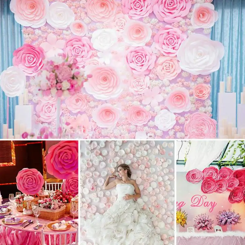 

1 piece Large Size 40CM Handmade Cardboard Paper Rose Flower For Wedding Backdrops Background Deco Windows Display