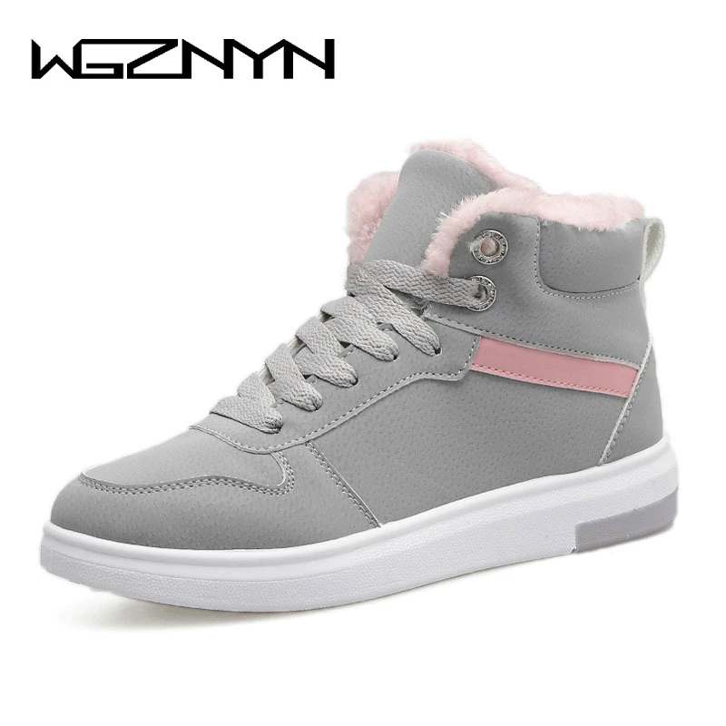 Vente WGZNYN 2018 Femmes Hiver Bottes Chaudes Plateforme Neige Cheville Bottes Femmes Chaussures Bout Rond Baskets Femme Botas Mujer #0402