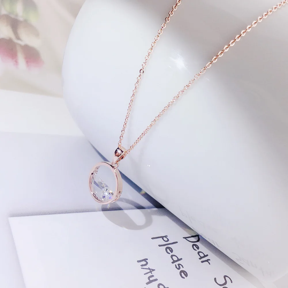 Романтическое ожерелье с кубическим кулоном, романтическая круглая подвеска, циркониевое ожерелье для женщин, подарок, модные вечерние ювелирные изделия