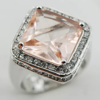 

Morganite 925 Sterling Silver Ring Size 7 8 9 10 11 F1008