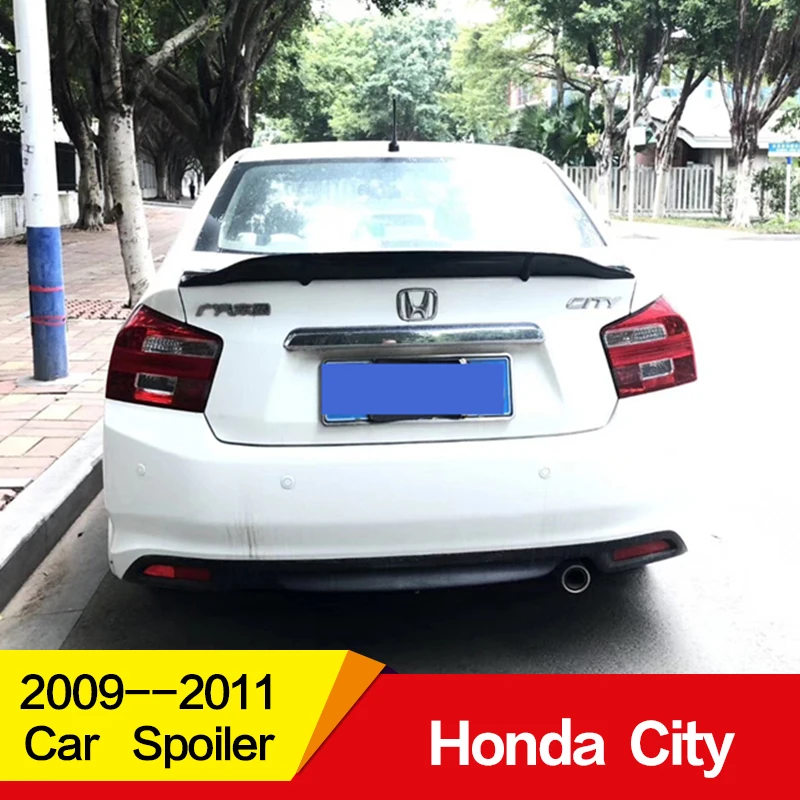 Использовать для старого Honda CITY спойлер 2008 09 10 11 лет Глянцевая углеродное волокно/FRP заднее крыло R стиль спойлер, аксессуары