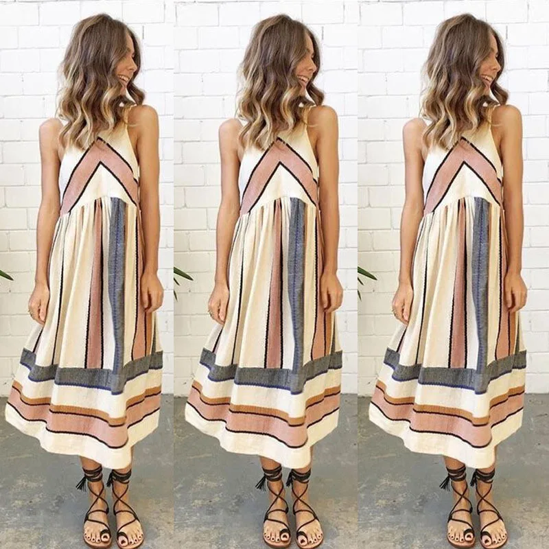 Summer-Loose-Dress-pregnancy-Lady-beach-out-female-Maxi-Geometric-Output-Beach-Dress-Women-s-Retro