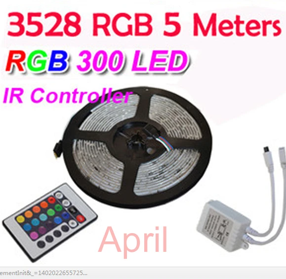 

IP65 Waterproof 5M 3528 RGB LED Strip Lights 300LEDs diode with IR RGB remote controller DC 12V White Warm White LED tape ribbon