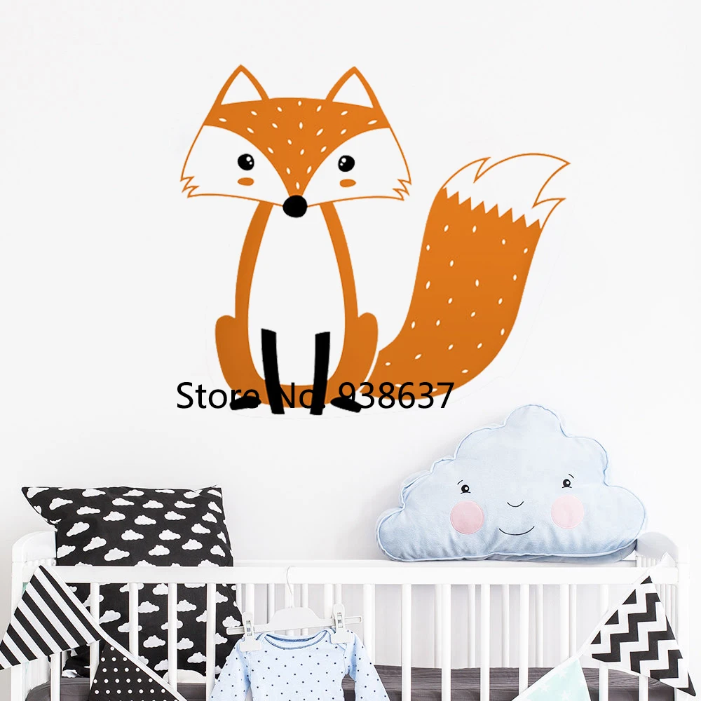 Cute Multicolor Woodland Fox Wall Stickers Nursery Decor Cute Fox Wall