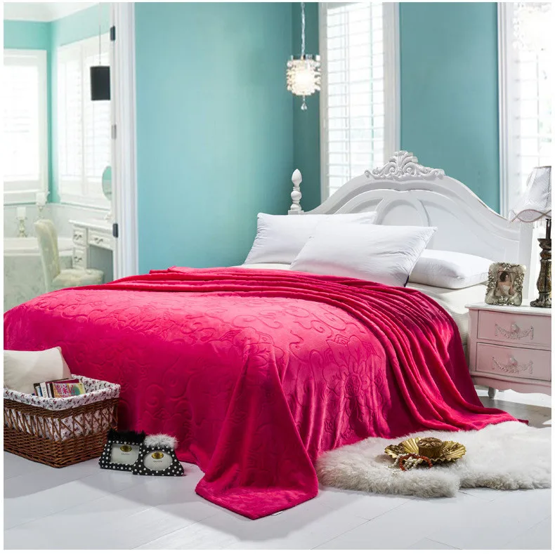 320gsm цельные фланелевые одеяла с тиснением для кровати, домашнее постельное белье, норковая зимняя простыня, покрывало для дивана, покрывало, плед, одеяла