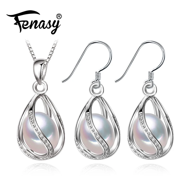 FENASY flower Pearl Jewelry Set,natural Pearl Pendant Necklace and stud Earrings,Natural earrings for women,wedding jewelry FENASY flower Pearl Jewelry Set,natural Pearl Pendant Necklace and stud Earrings,Natural earrings for women,wedding jewelry