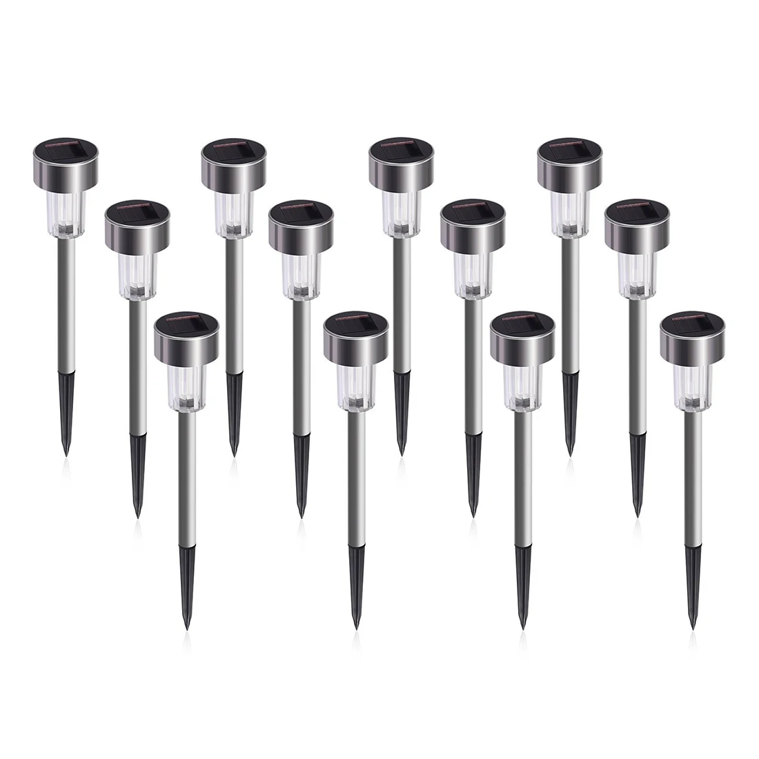 12pcs Solar Garden Lights Outdoor, Solar Pathway Lights, Landscape Lighting for Lawn/Garden (Stainless Steel)