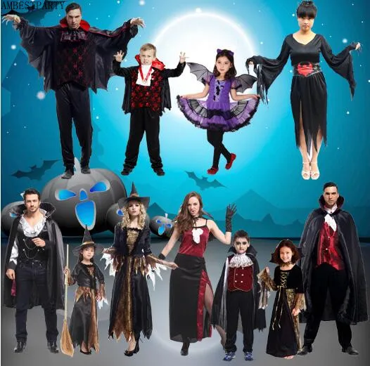 

2018 Adult Halloween Vampire Costumes Kids Cosplay Children's day Masquerade stage show Carnival masked ball dress AMBESTPARTY