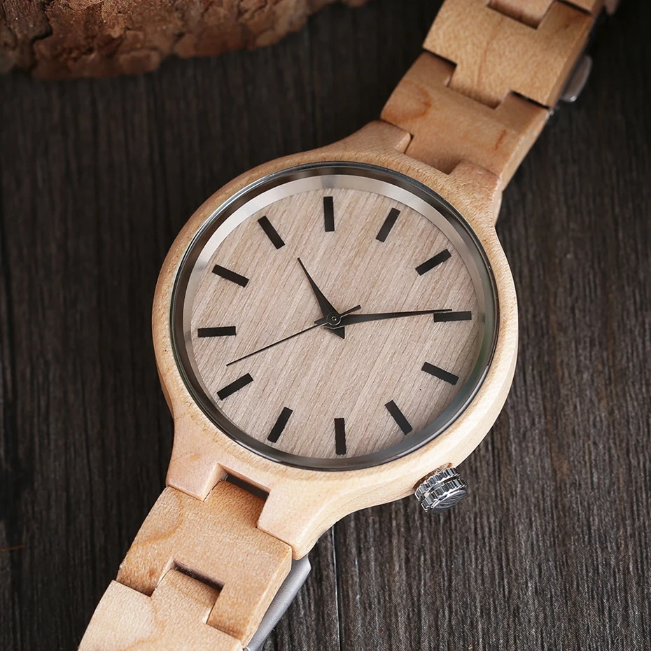 Women's Watches Top Brand Luxury Casual Quartz Wooden Watch 100% Natural Wood Full Bamboo Bangle Wristwatch relogio de Madeira 2017 Women Christmas Gifts (11)
