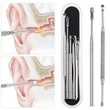 7 шт инструмент для чистки ушей набор серьги из нержавеющей стали набор крючков для захвата нити уха средства для удаления воска уха Чистый инструмент с чехлом