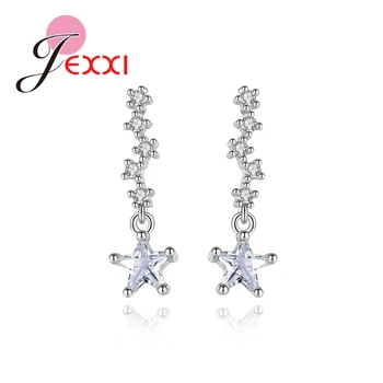 

Sweet Cubic Zircon Star Pattern Crystal Stone Earrings for Bride Wedding Ceremony Accessories Sterling 925 Silver