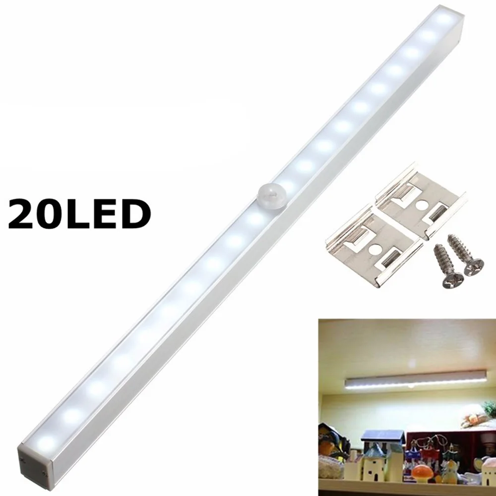 

LED Night Light Wireless PIR Motion Sensor 20 LEDs Energy Saving Battery Power Drawer Light Closet Cabinet Wardrobe Kitchen Lamp