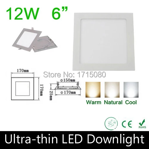 

10 pcs/lot 2015 New Arrive 12W Led panel square ceiling down light 2835SMD lamp 85~265V for kitchen bathroom lighting Via DHL