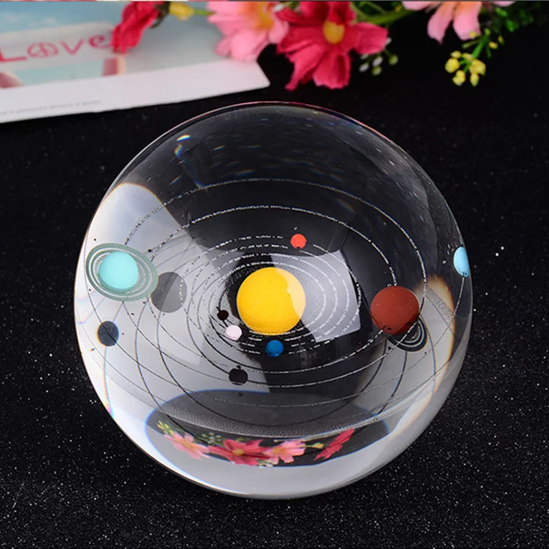 

8cm Solar System Eight Official Planets Crystal balls FengShui Household Decoration Astronomical Celestial Galaxy Glass Balls
