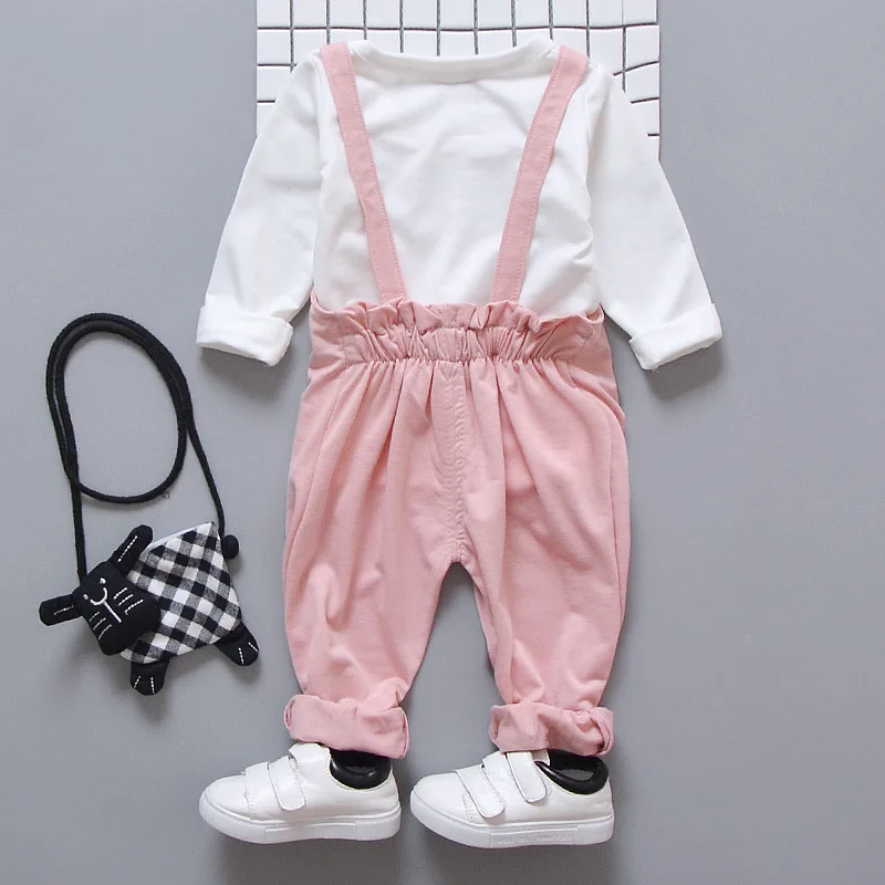 TANGUOANT/комплекты одежды для новорожденных девочек спортивный костюм для маленьких девочек весенние комплекты одежды для детей, костюм из футболки и штанов