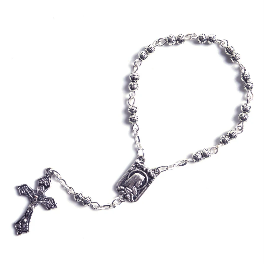 

New Fashion Religious Round 4MM Small Sized Double Alloy Beads Mary Catholic Decade Rosary