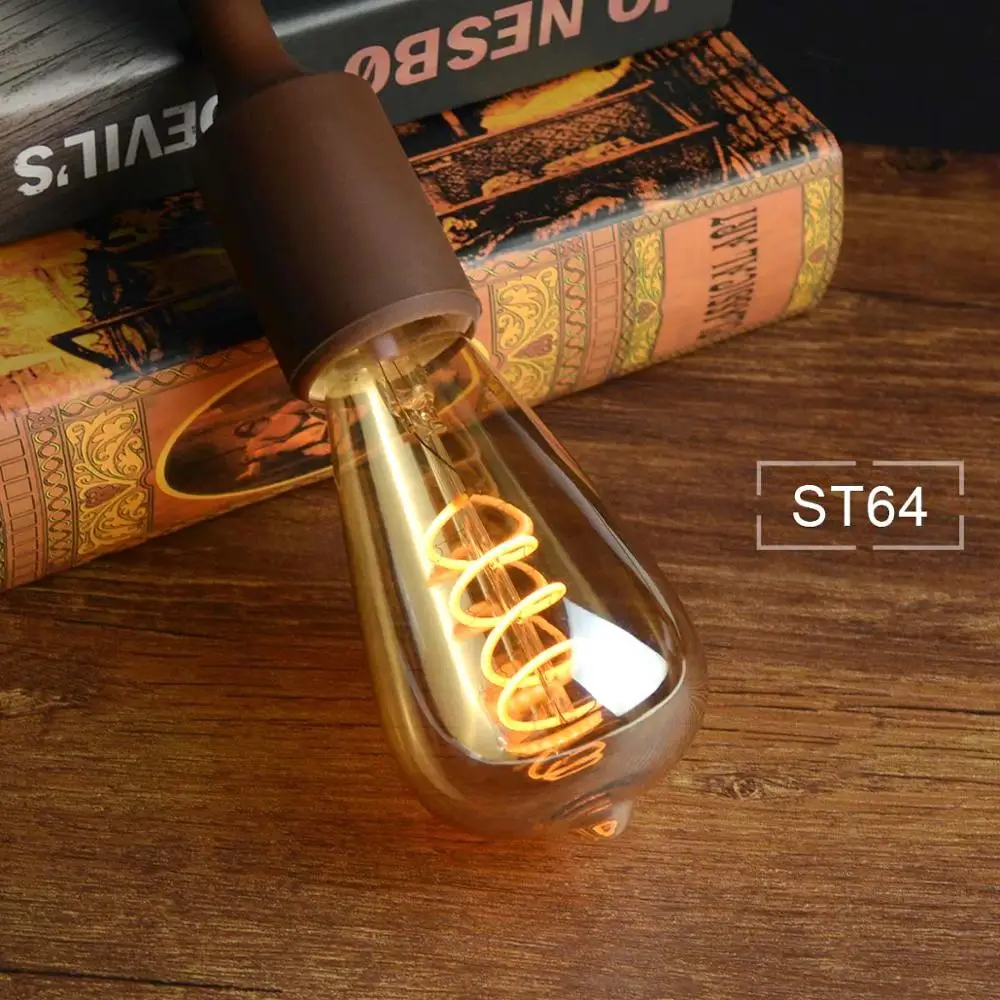 E27 110 В 220 В Ретро лампа Эдисона 3D светодиодный светильник медный струнный светильник s G80 G95 G125 ампульная винтажная лампа накаливания - Цвет: ST64