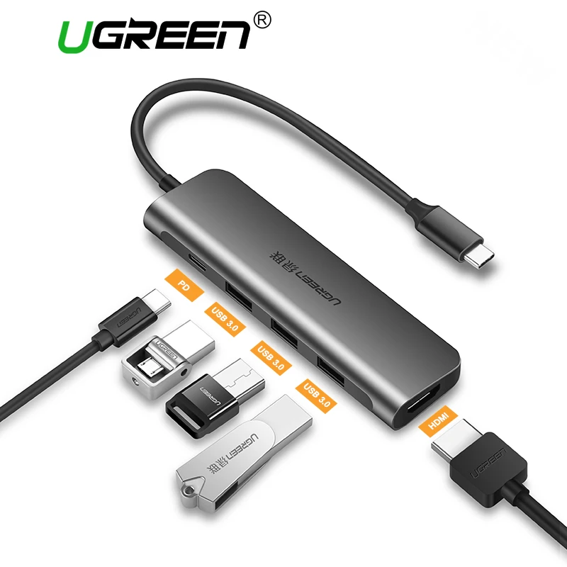 Ugreen USB C HUB USB-C to 3.0 HUB HDMI Thunderbolt 3 Adapter for MacBook Samsung Galaxy S9/S8 Plus Huawei P20 Pro Type C USB HUB