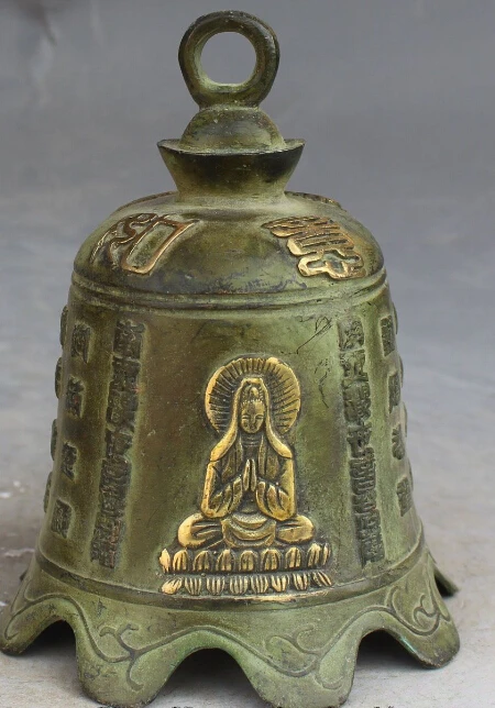 

zhaorui6608++14CM Chinese Fengshui Bronze Kwan-yin Guan Yin Temple Zhong Bell Bronze statue