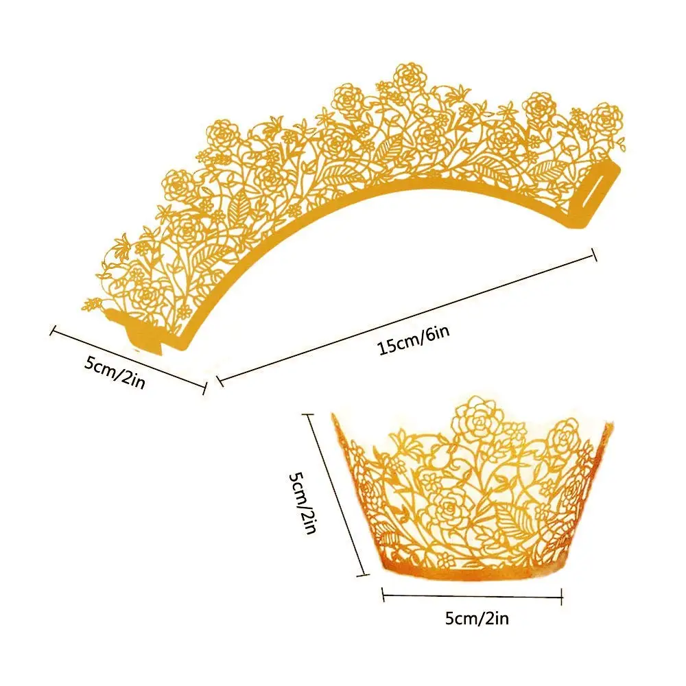Обертки для кексов 100 шт золотые розовые кружева полые кексы вкладыши для выпекчки пирога бумажные чашки для свадебной вечеринки украшение для торта ко дню рождения S