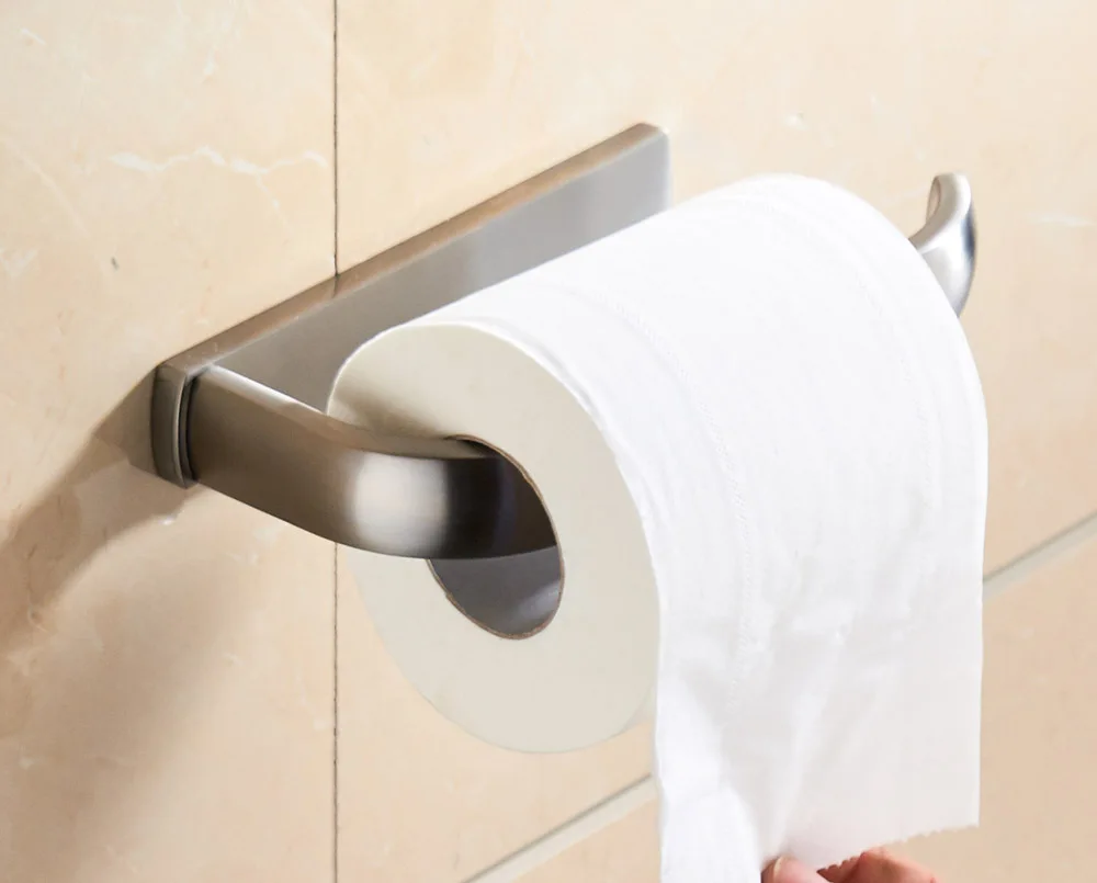 Набор аксессуаров для ванной комнаты, крючок для полотенец, держатель для туалетной бумаги, кольцо для полотенец, настенное крепление, матовая отделка, твердая латунь - Цвет: Roll Paper Holder