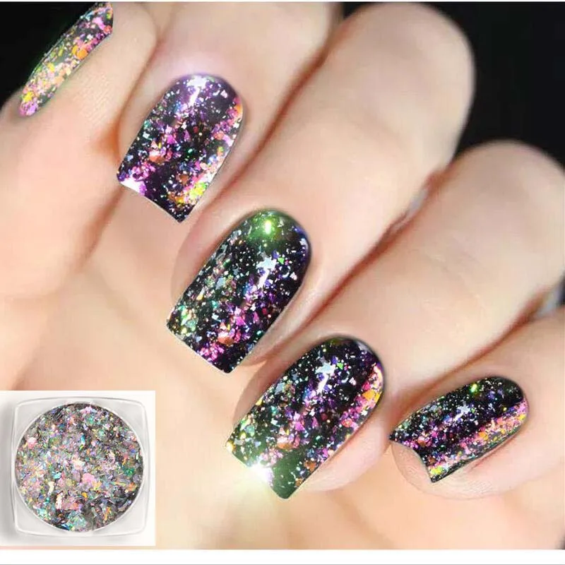 

1Box Shining Nail Glitter Irregular Chameleon Flake UV Gel Polish Magic Mirror Effect Powder