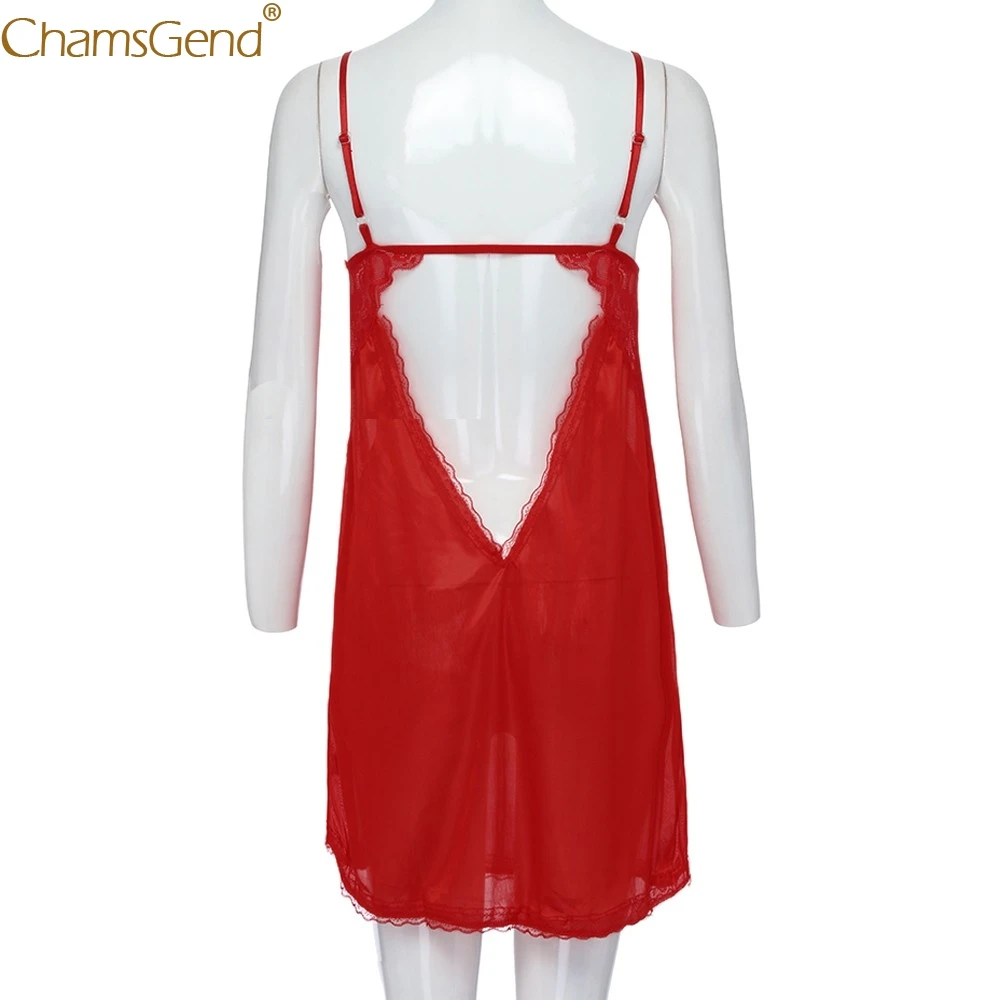 Chamsgend женское сексуальное ночное платье на бретельках с v-образным вырезом, однотонное ночное белье с бантом, женская ночная сорочка 90103
