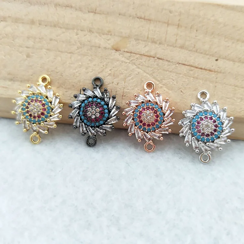 

10pcs CZ zircon Micro Pave Lucky eyes Connector,Double Bails Beads Charm,for DIY Bracelets Jewelry Finding CT331