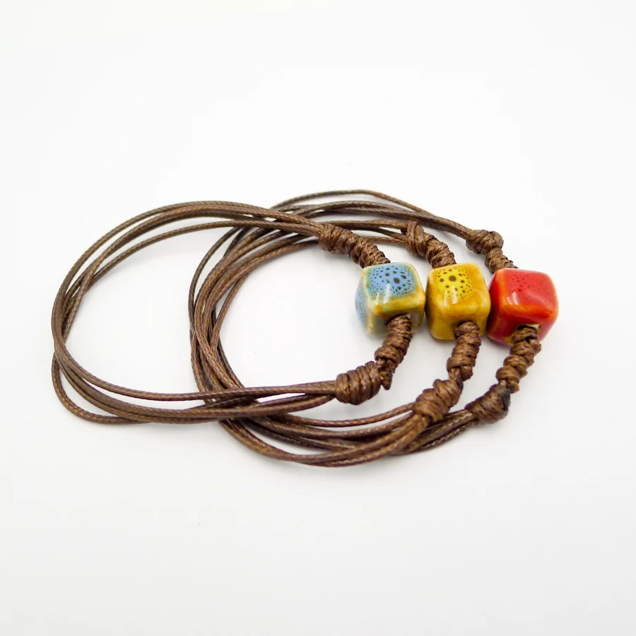 

Simple colorful small square ceramic beads bracelets and anklets for women #DZ224