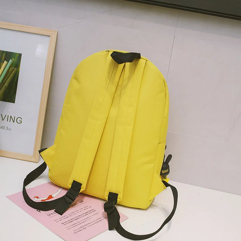 Menghuo Brand Canvas Men Women Backpack Rabbit Pendant College High Middle School Bags for Teenager Boy Girls Backpacks Mochila (41)