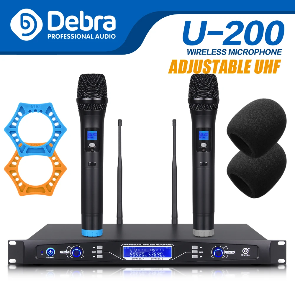 Беспроводной микрофон Debra audio Pro 80*2 выбираемый канал УВЧ с беспроводными