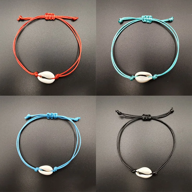 

Sale Love Nature Shell Charm Bracelet Kraft Paper Wish Card Gift Handmade Red String Bracelets for Women Men Kids Jewelry