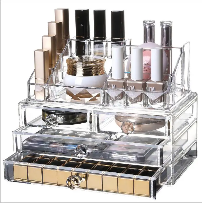 

Three-layer Drawer Type Nail Storage Box Diamond Face Transparent Creative Acrylic Nail Brush Care Cosmetics Jewelry Lipstick