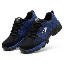 Лидер продаж; Прямая поставка; мужские и женские защитные ботинки; уличная дышащая мужская обувь со стальным носком; Прочные Рабочие кроссовки; 4 цвета