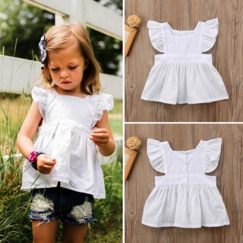 girls white ruffle top