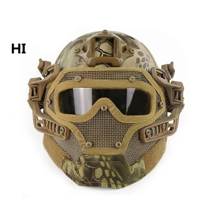 Набор для охоты G4, система, тактический страйкбол, пейнтбол, PJ шлем с общей защитой, стеклянная маска для лица, военный шлем, снаряжение - Цвет: HI
