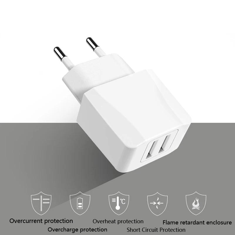 Dual USB зарядное устройство Быстрая зарядка 5 в 2.1A Smart Интеллектуальный Сейф огнестойкие USB зарядное устройство для Европы