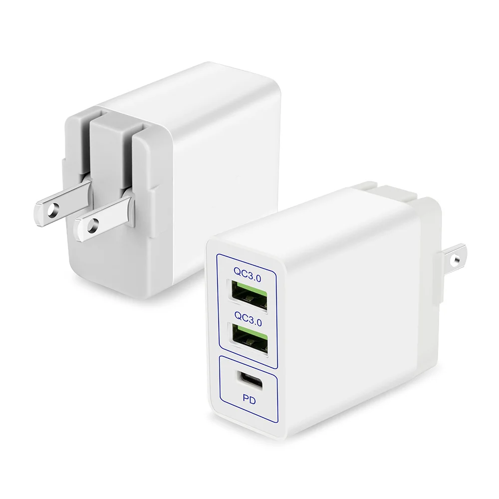 

SCO QC3.0 Wall Charger 2USB+PD Fast Charge For Mobile Phone 30W Folding Foot