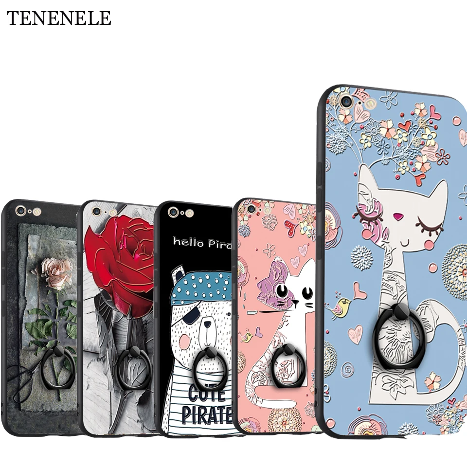 TENENELE Phone Case 4.7'ɿor Apple iPhone 6 s Fashion Silicon Cartoon 3d Relief Cases Stand Ring Cover i6 For 6s |