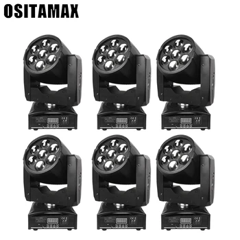 

6pcs/lot LED Wash Zoom Moving Head Light 7x12W RGBW With 16CH OSITAMAX Stage Lighting DMX Controller