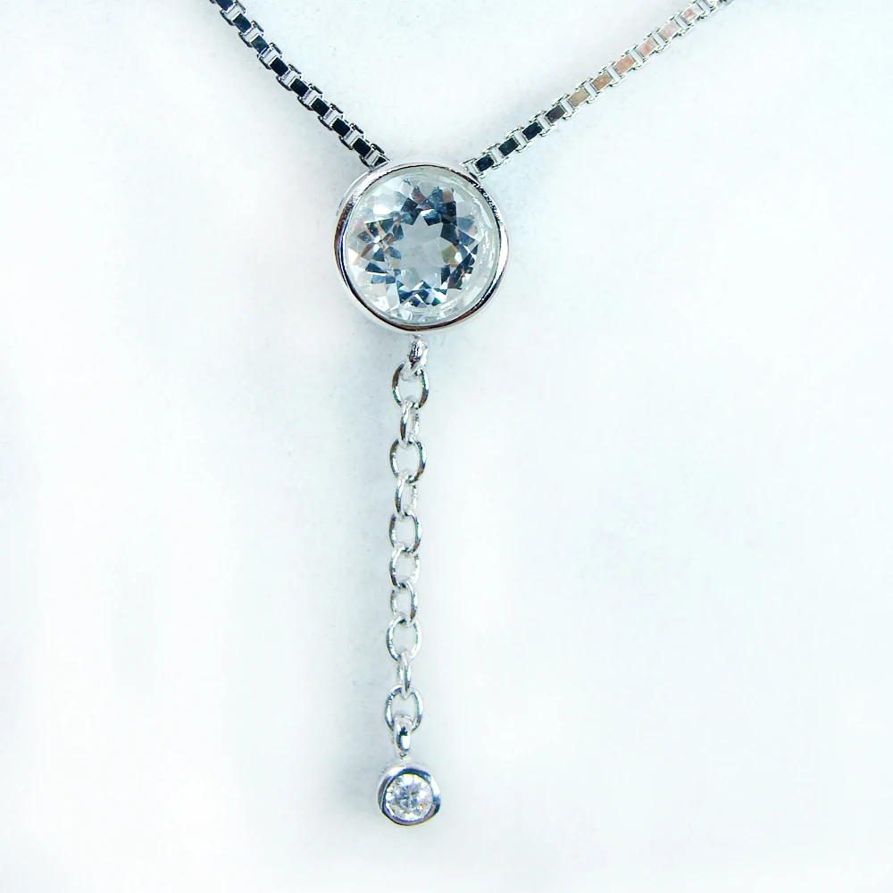 

6mm VS Natural aquamarine necklace pendant 925 Stering Silver girl jewelry Charm jewelry Genuine