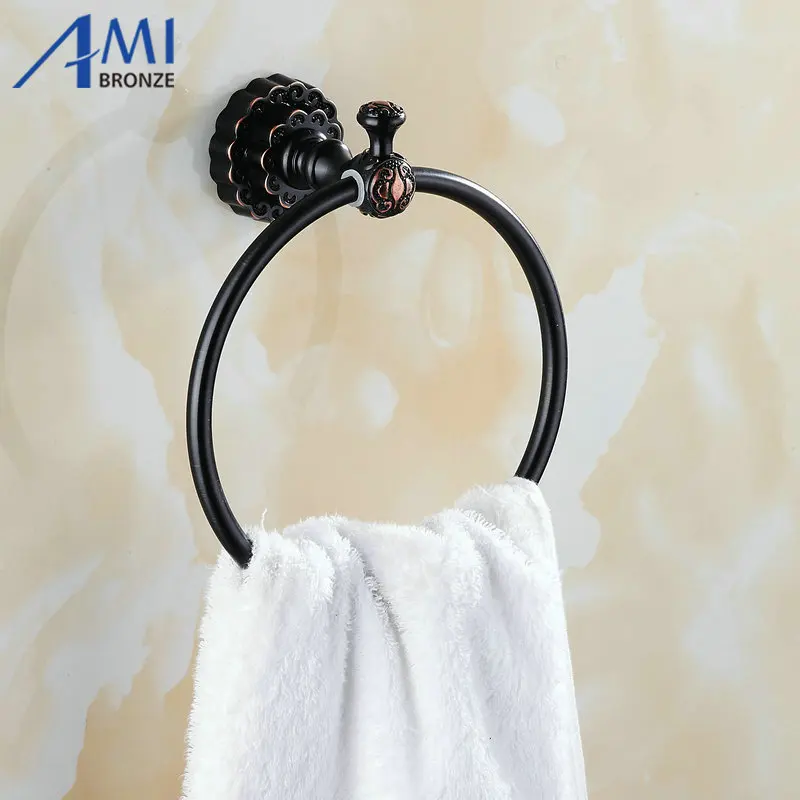 Buy Twin Flowers Series Carving Black Brass Towel