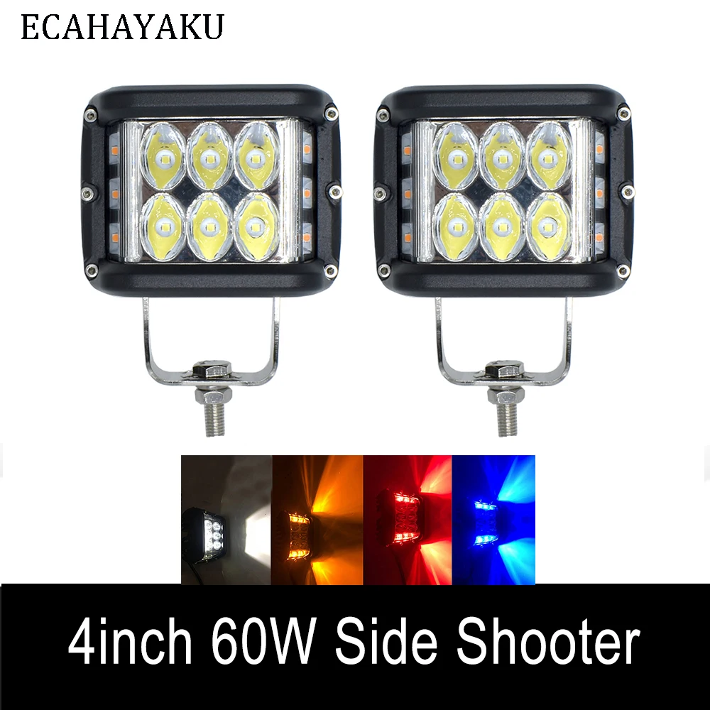 2x 3inch Amber White Dual Color Led Work Light Cube Pods Flood ATV Fog Warning