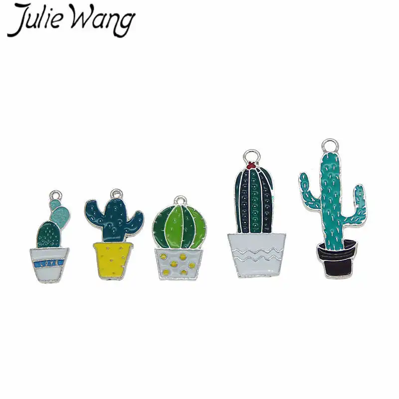 Julie Wang, 5 шт., несколько стилей, эмаль, растение в горшках, кактус, белый к тон, подвески, ожерелье, серьги, фурнитура, аксессуары для изготовления ювелирных изделий