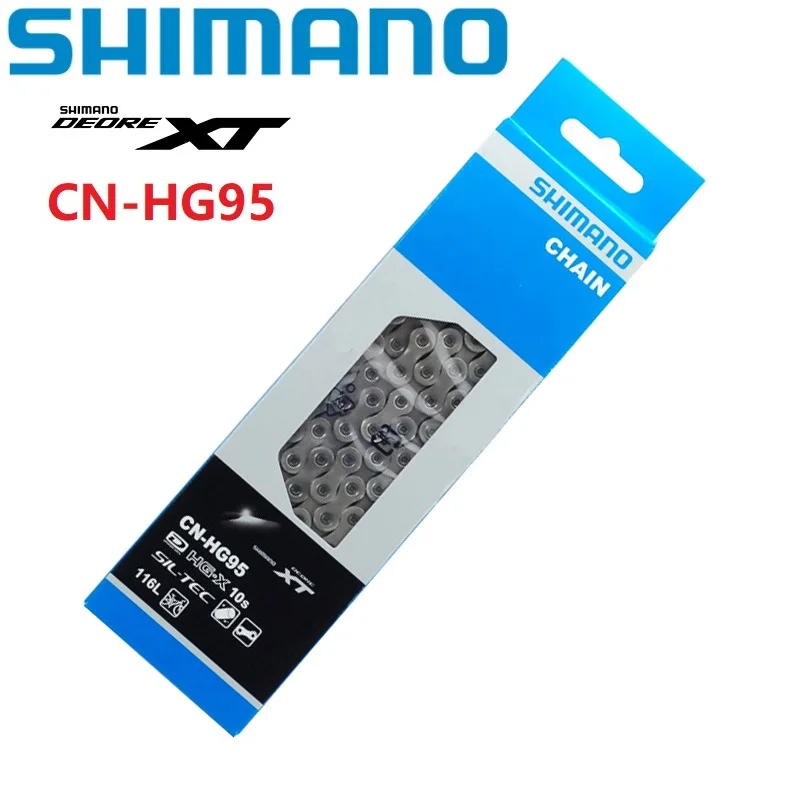 

Shimano DEORE XT HG95 10 Speed MTB Mountain Bike Chain 116 Link With Quick Links Bicycle Parts CN-HG95 116L
